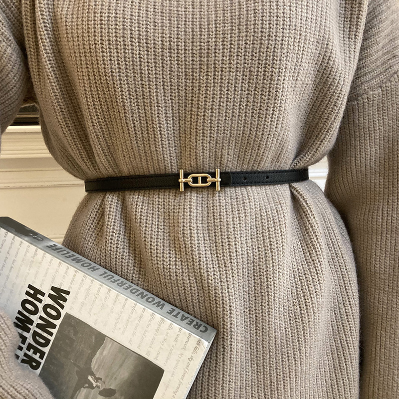 毛衣皮带女士百搭黑色高级感复古时尚细窄腰封连衣裙西装装饰腰带