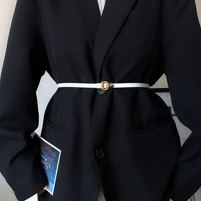 夏季收腰黑色简约风复古窄皮带