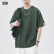 体恤 全棉t恤2025新款 绿色短袖 男士 情侣装 男夏季 美式 大码 男装 半袖
