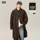 翻领呢子风衣外套2026年新款 加厚长款 棕色高级毛呢大衣男冬季 男士