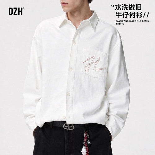 莱赛尔混纺牛仔衬衫外套