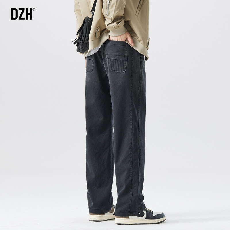 男士黑色直筒牛仔裤男春秋款修身2025年新款美式复古vibe裤子男款