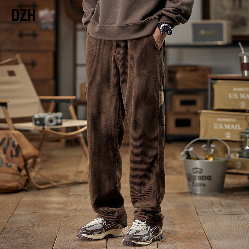 男士灯芯绒垂感裤子男宽松直筒2025新款秋季男裤潮牌运动裤阔腿裤