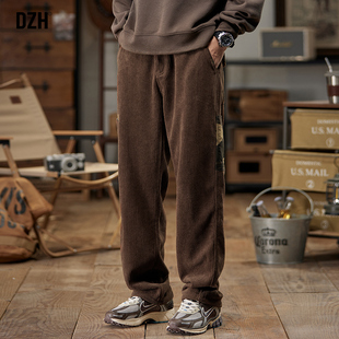 秋季 子男宽松直筒2025新款 男裤 潮牌运动裤 男士 阔腿裤 灯芯绒垂感裤