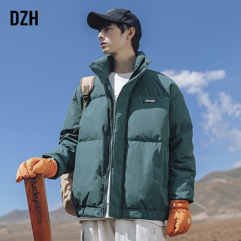 男士绿色棉服男潮牌短款男装2021新款外套韩版潮流棉衣男冬季加厚