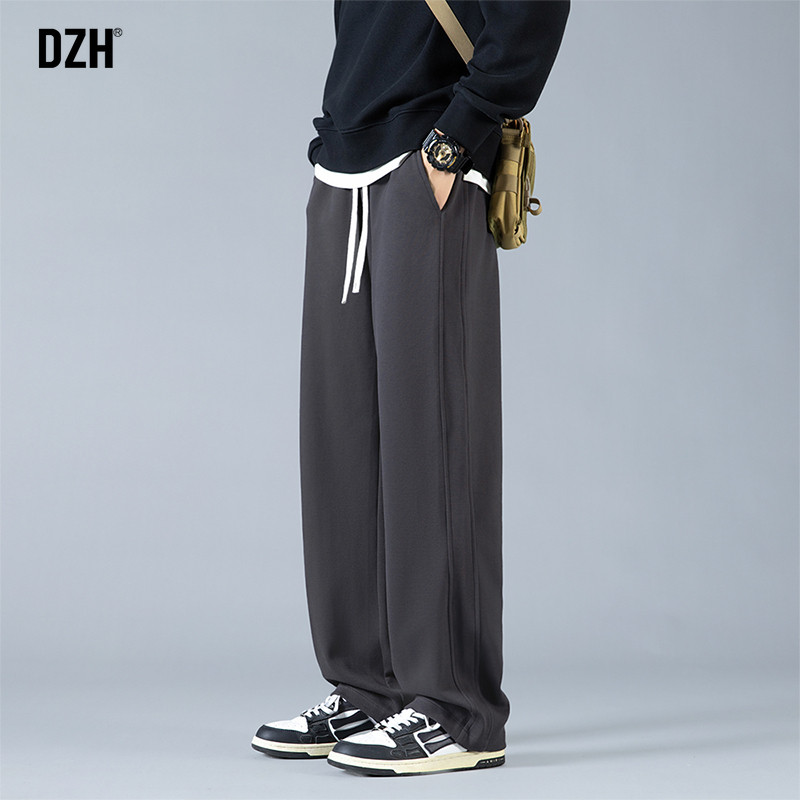 男士灰色直筒卫裤男秋季宽松休闲男裤长裤垂感裤子男款新款运动裤