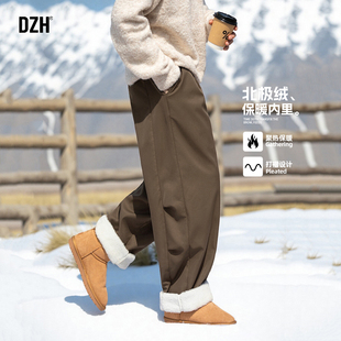 抓绒裤 男生咖啡色裤 直筒宽松2025新款 潮牌休闲裤 子男加绒加厚冬季