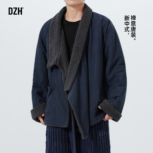 男士新中式外套男加绒加厚2025新款灯芯绒藏袍茶服冬装棉袄子唐装