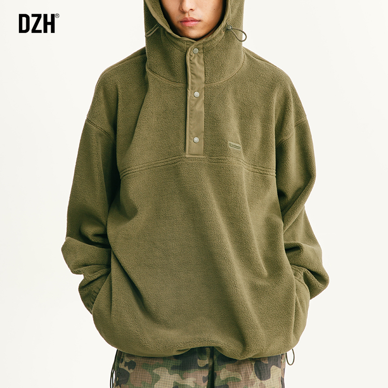 圆领350g连帽登山绒外套套头卫衣