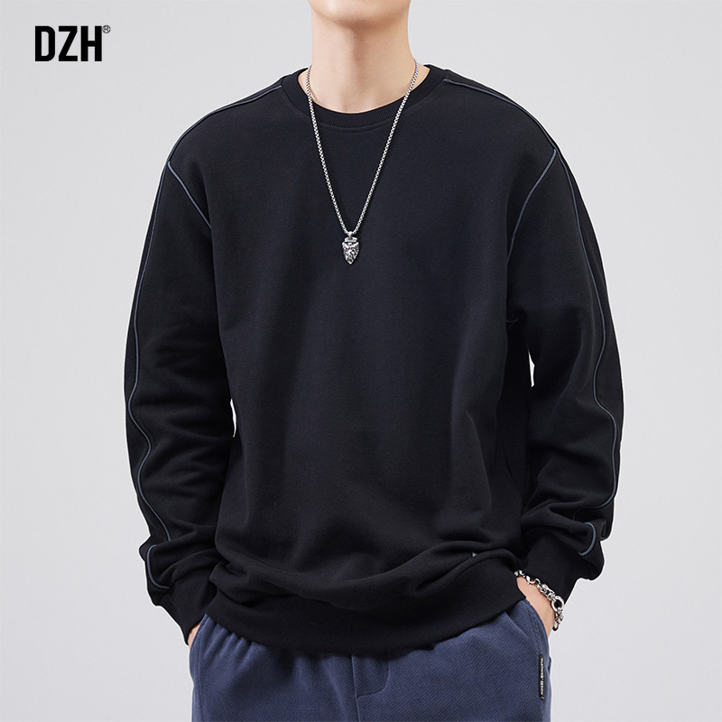 男士纯棉重磅卫衣男款秋季圆领长袖大码上衣百搭外套2025新款男装