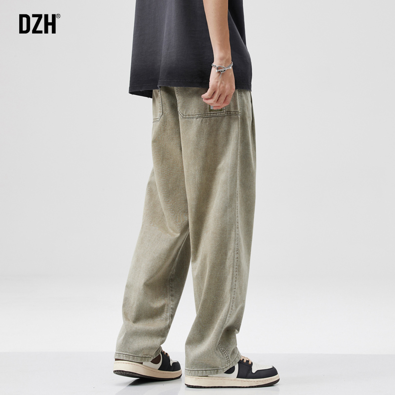 纯棉水洗直筒宽松牛仔裤