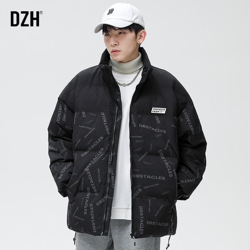 男士黑色棉袄外套男韩版潮流男装2021新款棉服男冬季加厚棉衣宽松