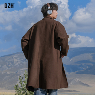 男士咖色毛呢大衣男英伦风中长款冬季加厚风衣外套2025新款高级感