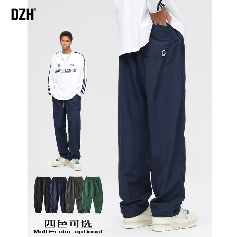 男士藏青色美式休闲裤男款秋季直筒裤子2026新款工装裤潮长裤男裤