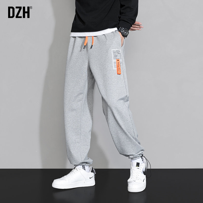 男士灰色加绒裤子男秋冬束脚裤休闲裤运动裤2021新款潮流卫裤冬季