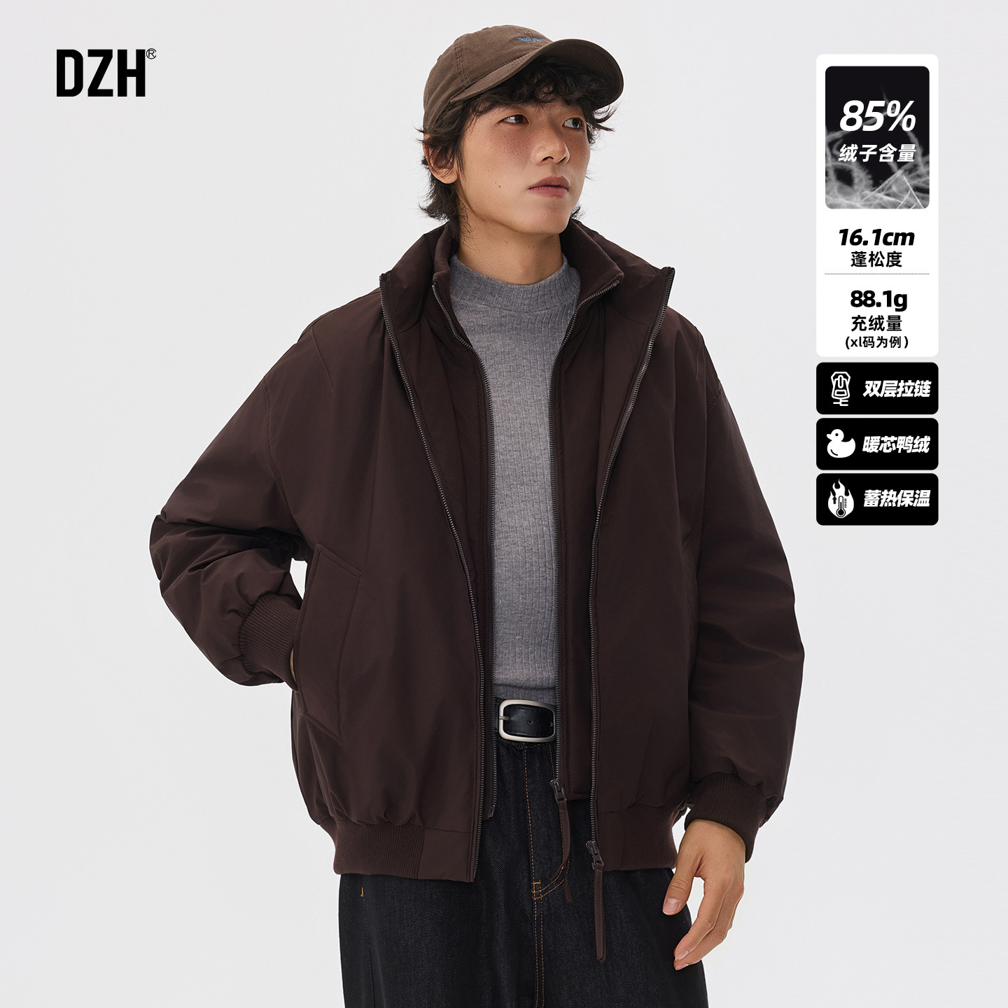 男士保暖夹克羽绒服男款冬季加厚假两件上衣红色加厚外套2026新款