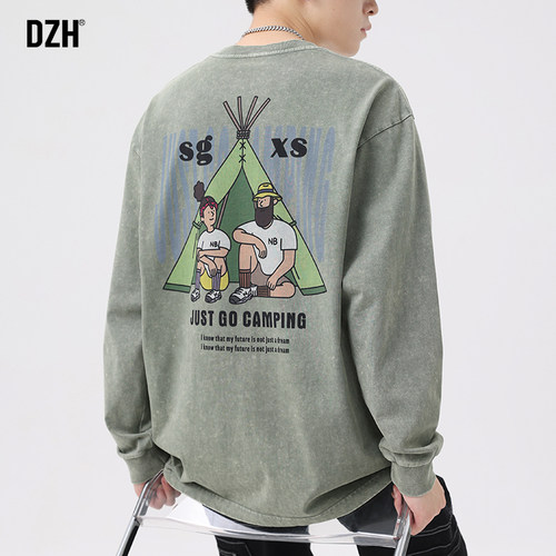 DZH男士打底衫长袖T恤男纯棉春秋款上衣潮牌衣服卫衣男款春季T恤