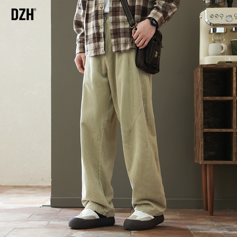 男生纯棉灯芯绒裤子男款冬季加厚2025新款休闲裤直筒宽松垂感男裤