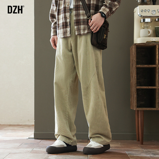 男生纯棉灯芯绒裤子男款冬季加厚2025新款休闲裤直筒宽松垂感男裤