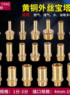 黄铜1分外丝牙宝塔头2分3分格林头咀子气动软管水管皮管快插接头
