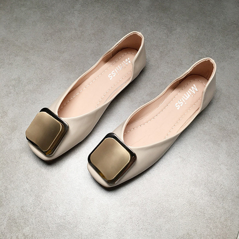 單鞋女2020春款平底百搭淺口方頭豆豆鞋女軟底舒適秋鞋方扣奶奶鞋在類目 女鞋, 低幫鞋中 - 來自Buy2taobao.com提供專業的淘寶代購服務