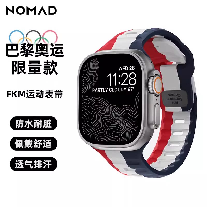 NOMAD新款2024表带适用苹果apple watch运动表腕带s9/8/7夏天透气Ultra 2防水硅胶iwatch男女通用款图片