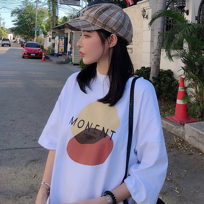 實拍純棉短袖恤女港風寬鬆