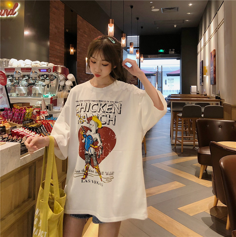 Real shooting summer lovers' short sleeve T-shirt women's loose Korean version