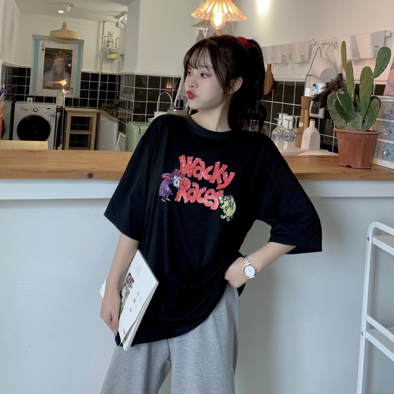 實拍牛奶絲網紅港風短袖T恤女韓版寬鬆歐美上衣