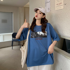 實拍原宿風短袖T恤女寬鬆半袖上衣