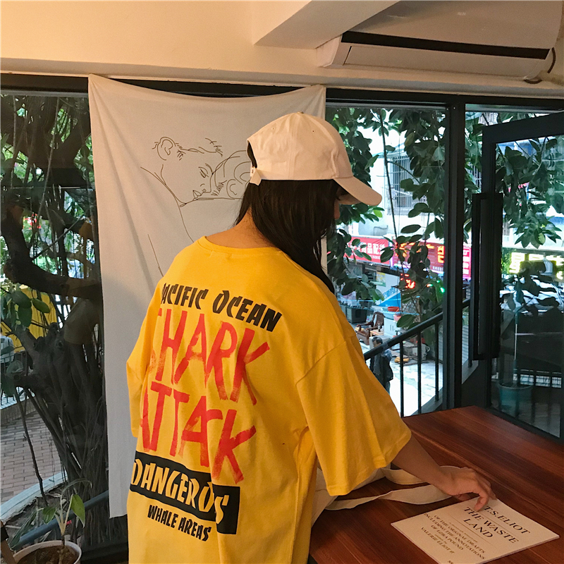 Real shot real price Korean fashion half sleeve loose top for female students