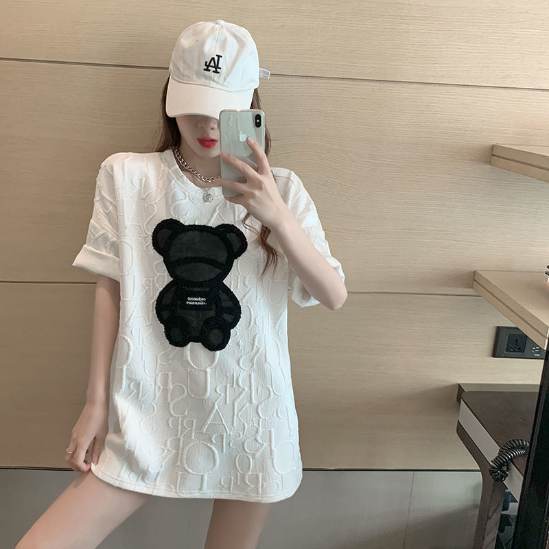 Medium length loose short sleeve bottomed shirt women's spring thickened new T-shirt trend