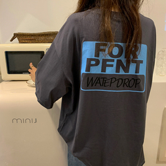 Real shot cotton medium length short sleeve T-shirt