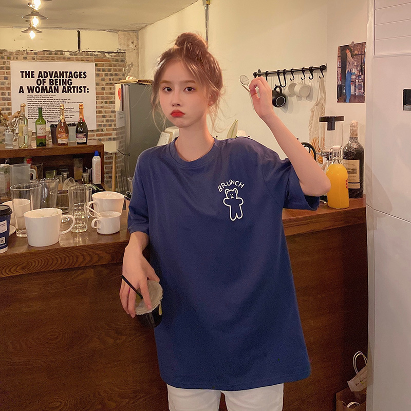 實拍ins網紅港風短袖T恤女chic寬鬆上衣服