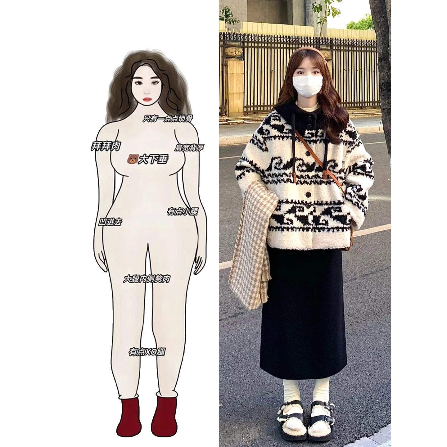 冬装搭配一整套大码胖mm高级感加厚羊羔毛外套韩系穿搭套装裙子女