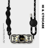 原创 波浪背夹适用苹果手机壳可斜挎挂绳户外结实用 黑猫钞能力