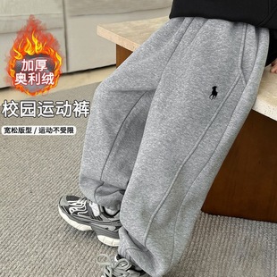 男童加厚奥利绒运动裤冬季保暖宽松休闲长裤中大童加绒帅气休闲裤