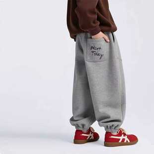 春秋儿童薄绒裤子春秋冬款2026新款男童女童运动裤中大童休闲长裤