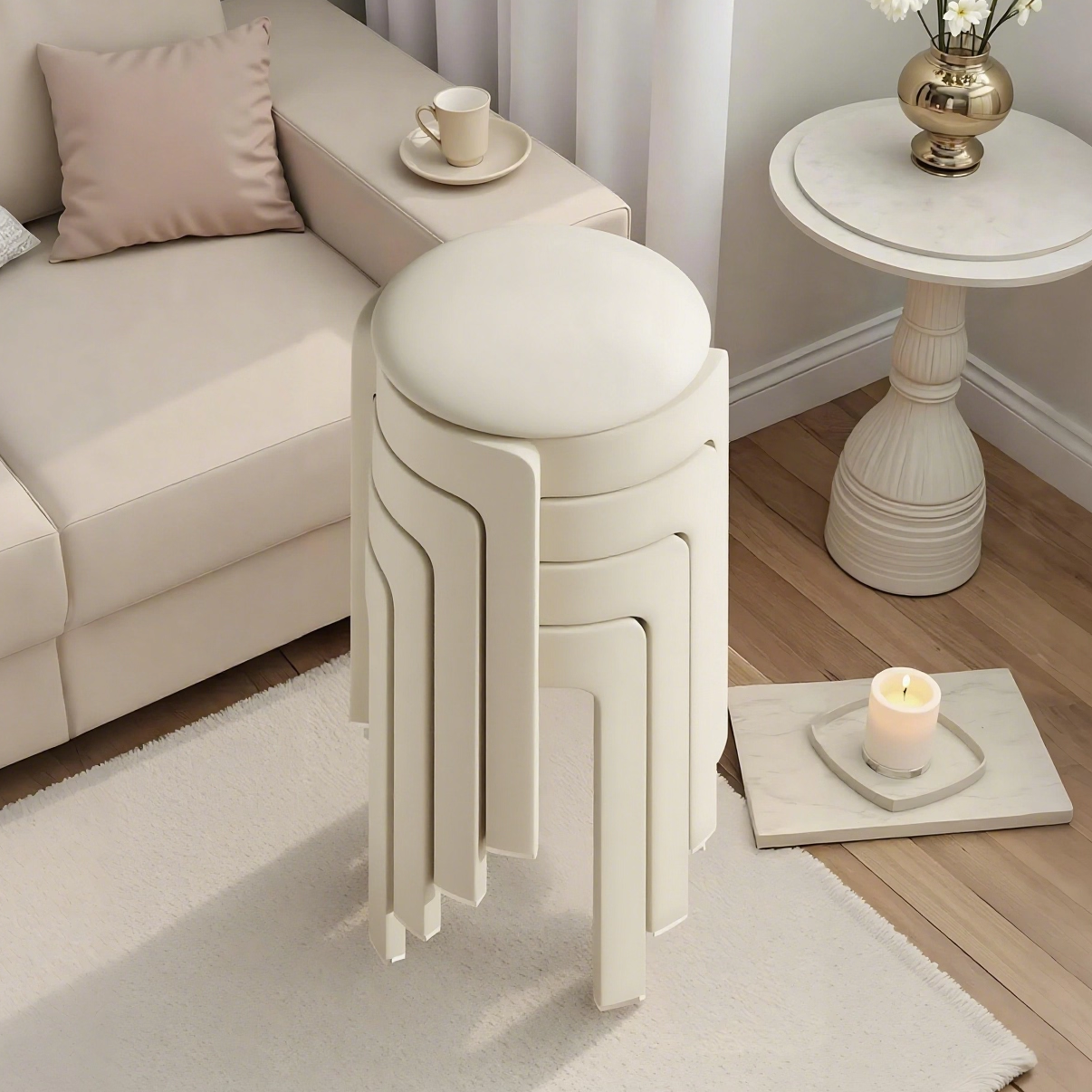 塑料凳子家用软包可叠放加厚