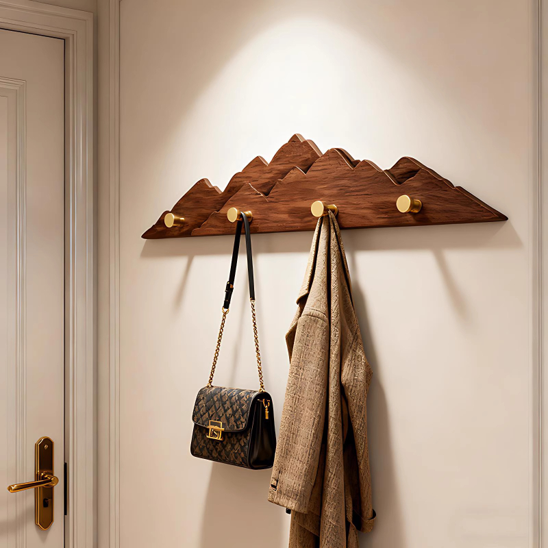 实木墙上挂衣架免打孔衣服挂钩