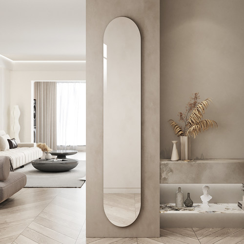 镜子贴墙自粘超窄全身穿衣镜客厅卧室玄关壁挂简约无框极窄试衣镜