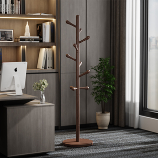 书房挂衣架实木落地衣帽架结实耐用榉木加高立柱竖式挂包收纳层架