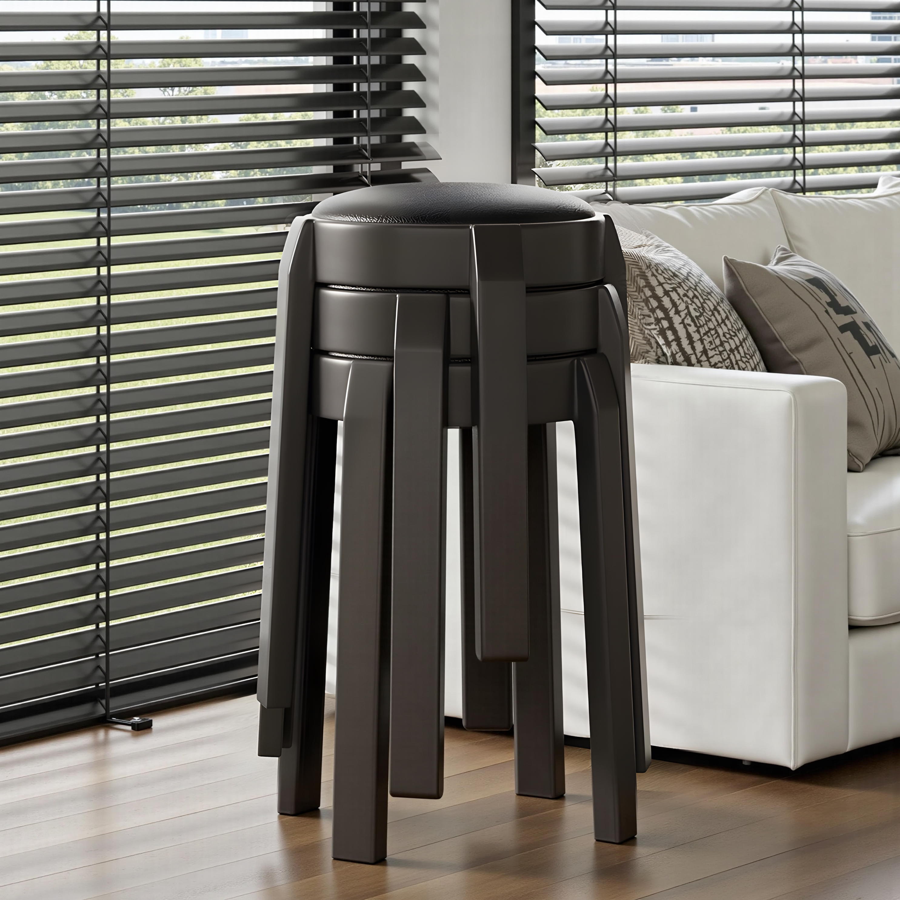 轻奢高级感塑料软包凳子