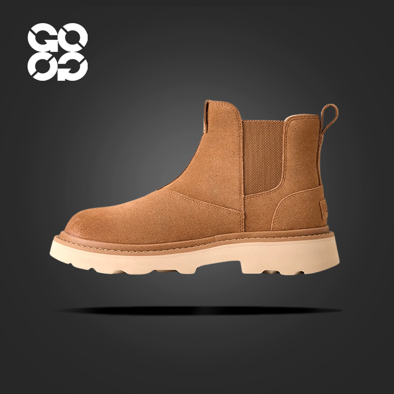 GOGO球鞋 UGG 牛剖层革时尚潮流短筒切尔西靴男款栗色1171372-CHE图片
