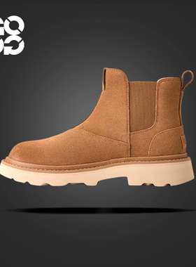 GOGO球鞋 UGG 牛剖层革时尚潮流短筒切尔西靴男款栗色1171372-CHE
