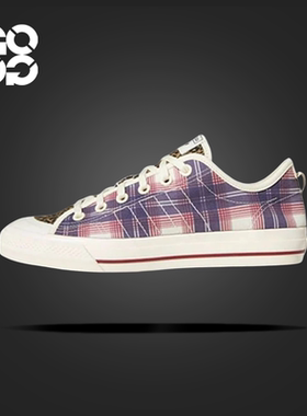 adidas originals NIZZARf 帆布防滑耐磨低帮板鞋紫红白 FV0679