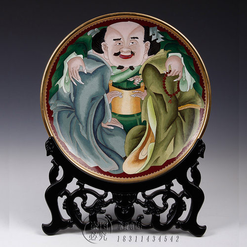 北京景泰蓝花盘一团和气珐琅摆件