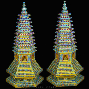 北京珐琅景泰蓝六合塔文昌塔铜香炉寺庙摆件复古风家装摆设收藏品