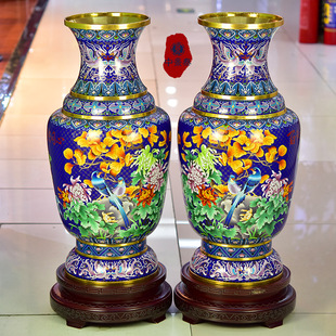 北京非遗铜胎珐琅景泰蓝落地大花瓶30寸百年好合结婚贺礼金婚纪念