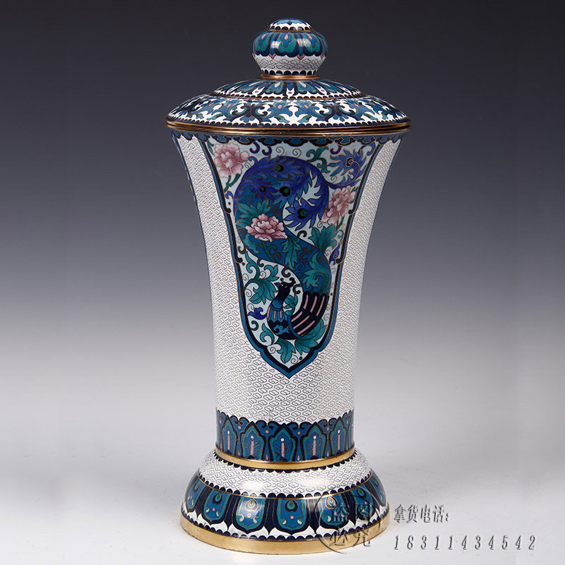 铜制工艺礼品景泰蓝花瓶15寸凤尾尊北京特色传统纯手工艺珐琅摆件,特色手工艺,景泰蓝,淘宝优惠券,粉丝福利购,淘宝优惠卷